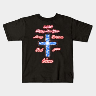 Jesus Christ cross holy cross merry Christmas and happy new year god bless you Kids T-Shirt